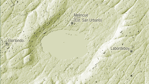 DEM bloque hundido que aloja laguna de Melincué