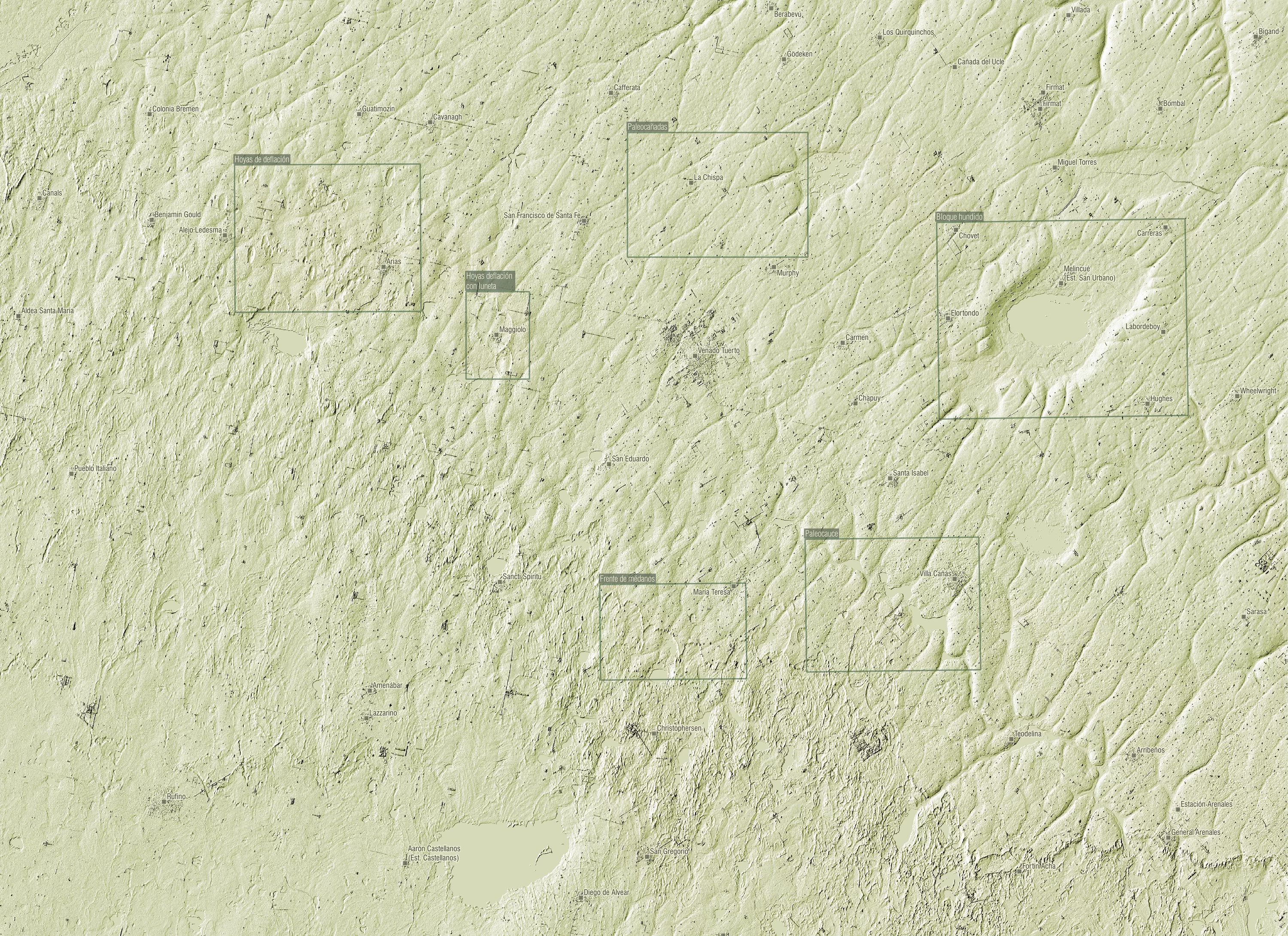 Modelo digital de elevación del sur de Santa Fe, sudeste de Córdoba y noroeste de Buenos Aires