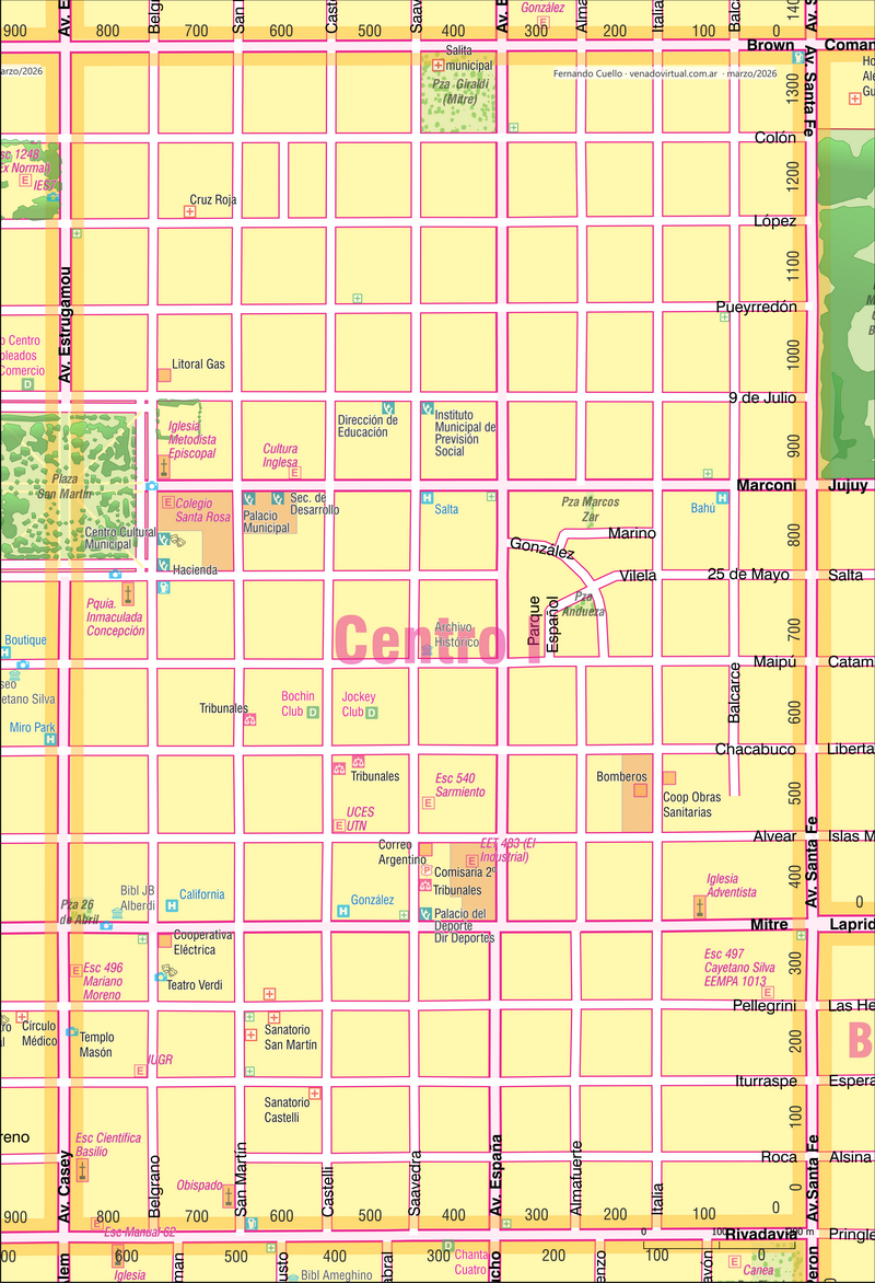Plano del Barrio Centro 1 de Venado Tuerto