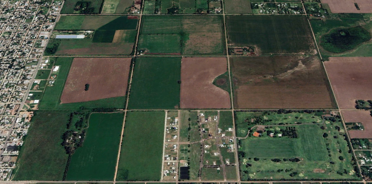 Foto aérea de un sector de chacras de Venado Tuerto